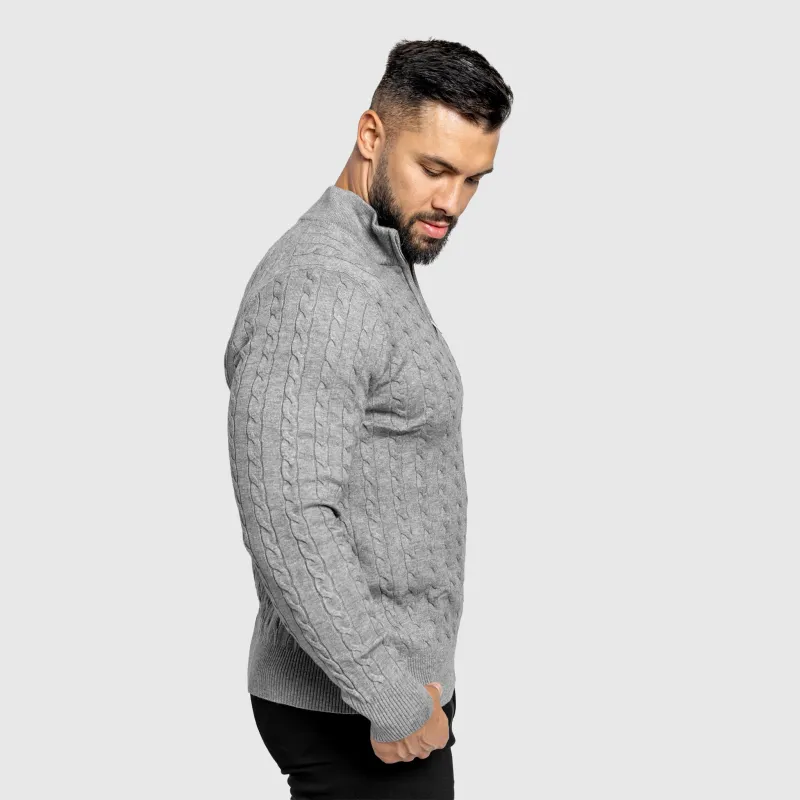 Pulover bărbați Iron Aesthetics Cable Knit, gri-8