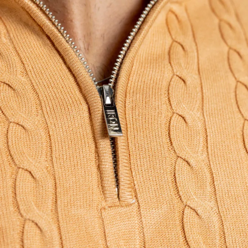 Pulover bărbați Iron Aesthetics Cable Knit, camel-8