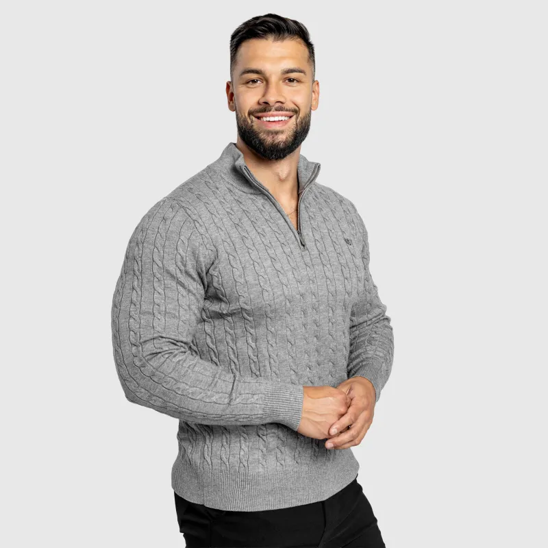 Pulover bărbați Iron Aesthetics Cable Knit, gri-9