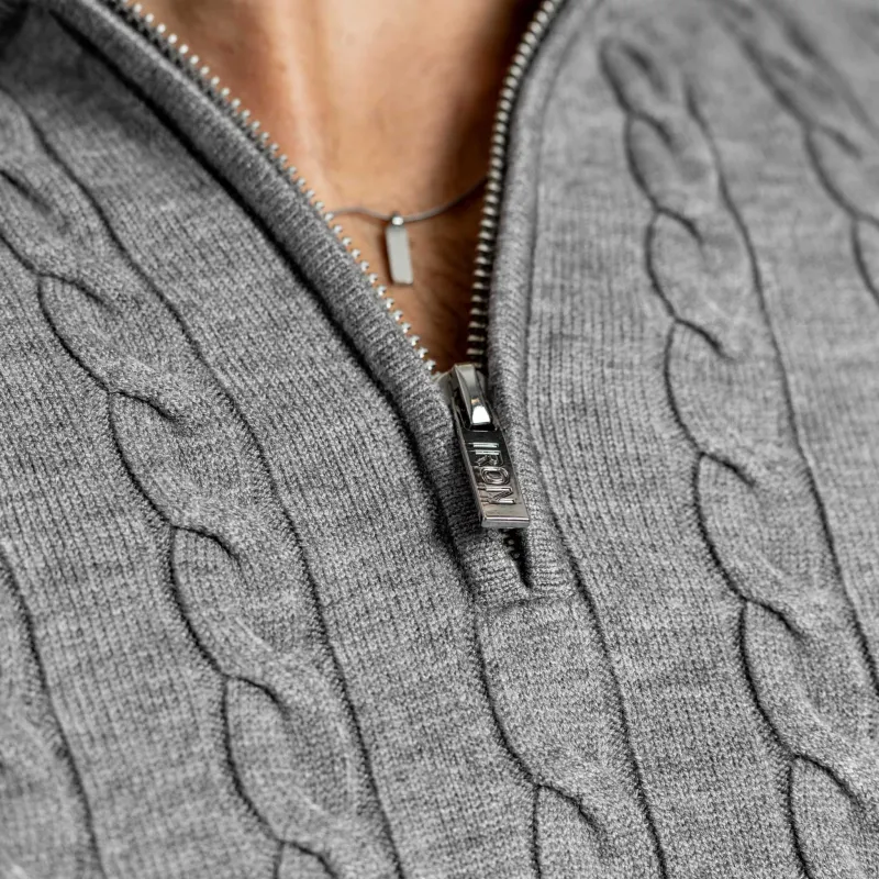 Pulover bărbați Iron Aesthetics Cable Knit, gri-13