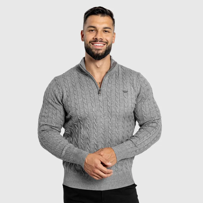 Pulover bărbați Iron Aesthetics Cable Knit, gri-10