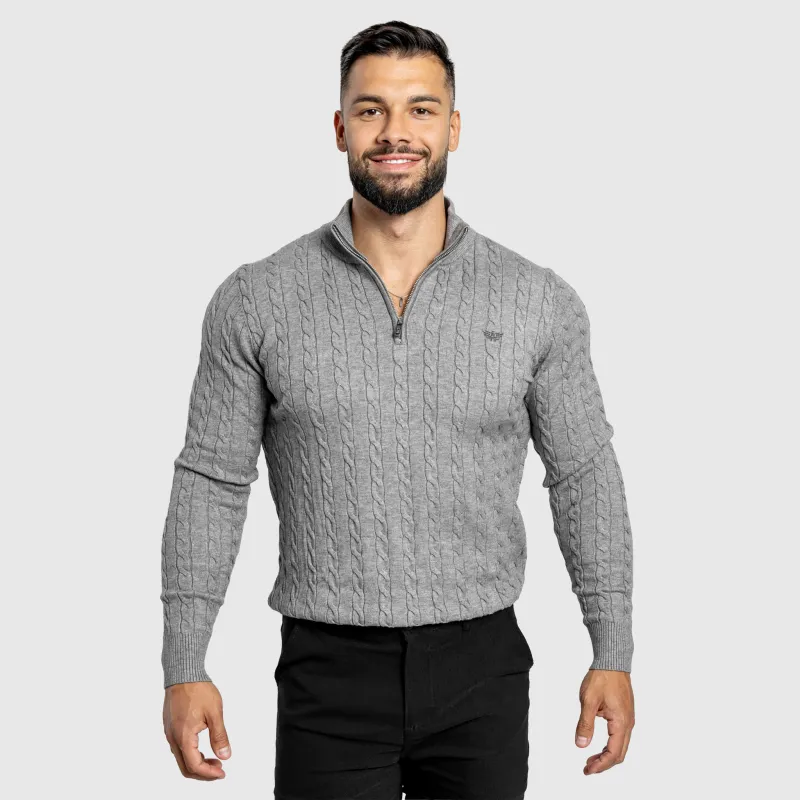 Pulover bărbați Iron Aesthetics Cable Knit, gri-11