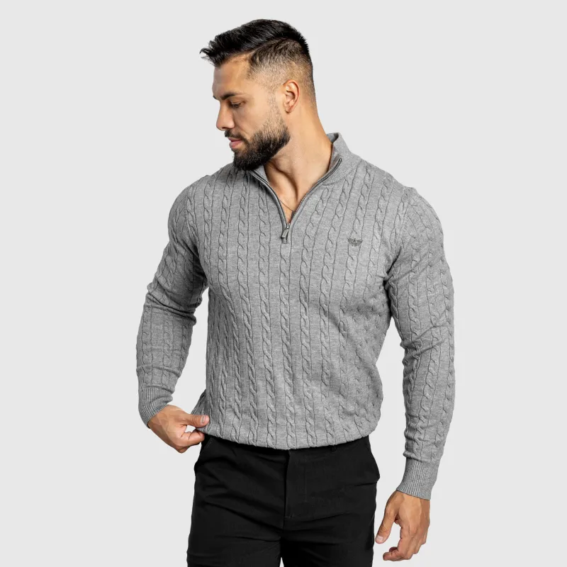 Pulover bărbați Iron Aesthetics Cable Knit, gri-12