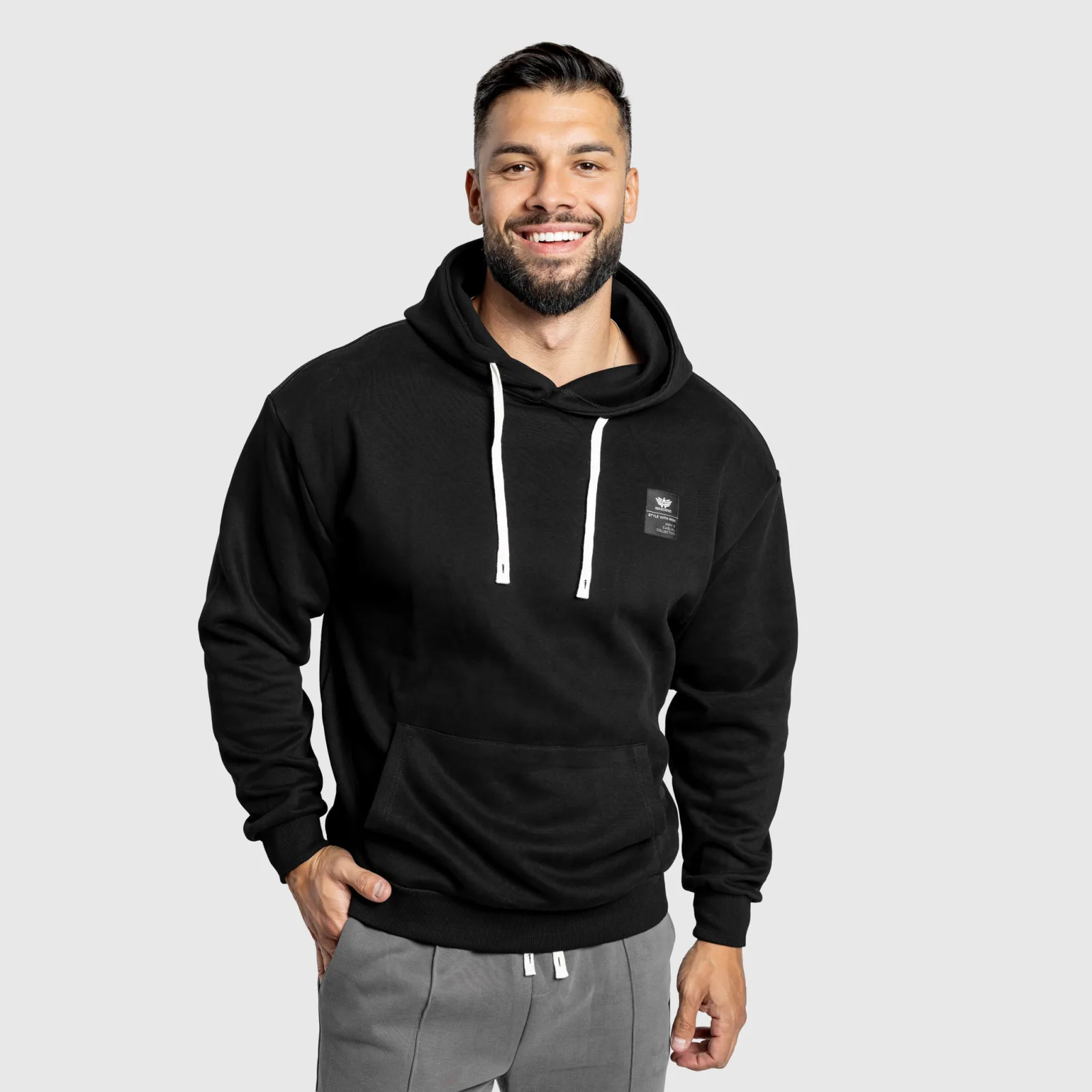 Hanorac oversized bărbați Iron Aesthetics Prestige, negru-1