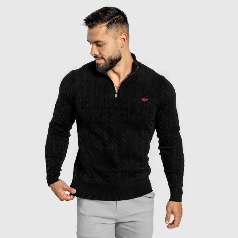 Pulover bărbați Iron Aesthetics Cable Knit, negru-6