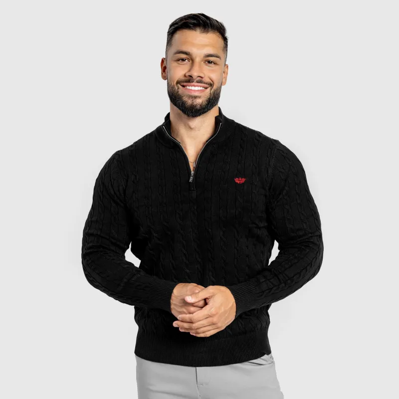 Pulover bărbați Iron Aesthetics Cable Knit, negru-5