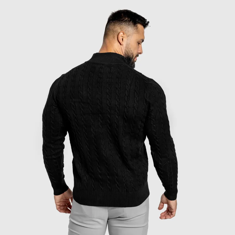 Pulover bărbați Iron Aesthetics Cable Knit, negru-3
