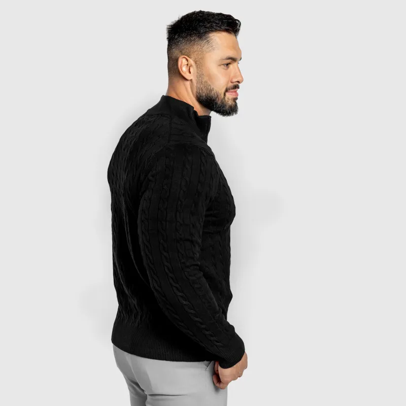 Pulover bărbați Iron Aesthetics Cable Knit, negru-4