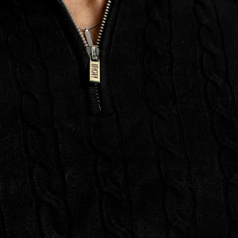Pulover bărbați Iron Aesthetics Cable Knit, negru-7