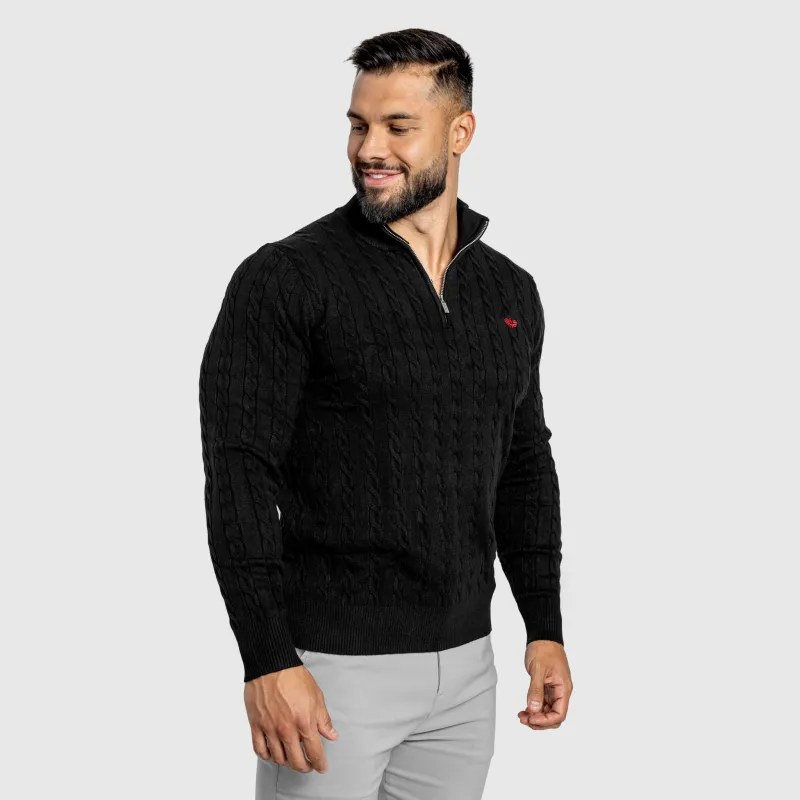 Pulover bărbați Iron Aesthetics Cable Knit, negru-2