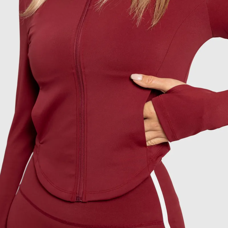 Jachetă sport cu fermoar damă Iron Aesthetics Define, vișinie-8