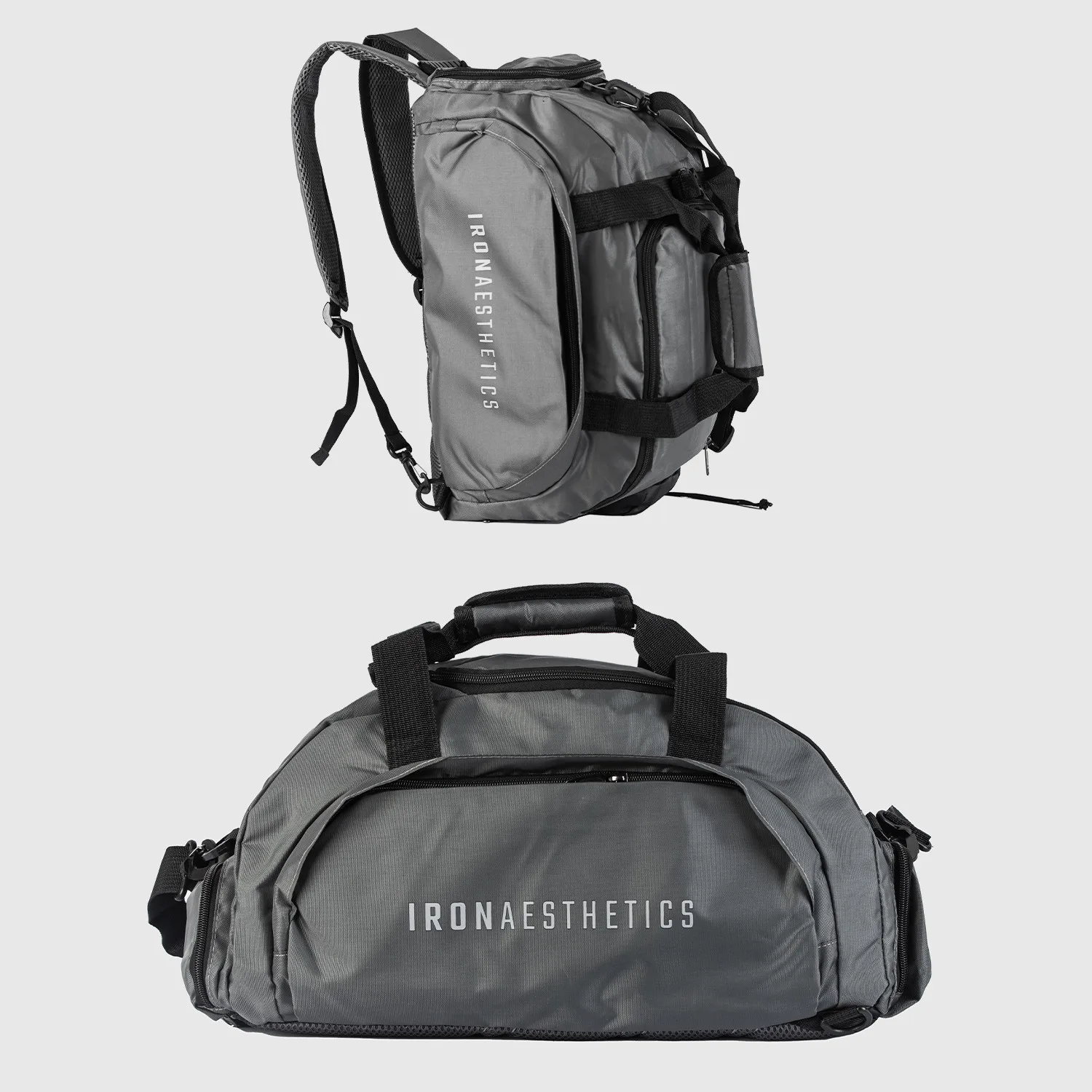 Geantă sport Iron Aesthetics FitKit 2in1, gri-1