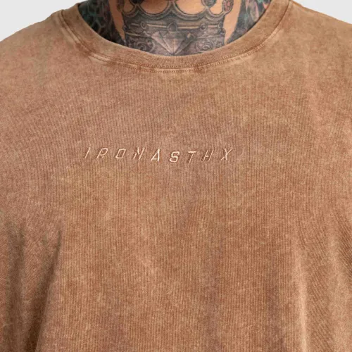 Tricou oversized Iron Aesthetics Heritage, washed brown
