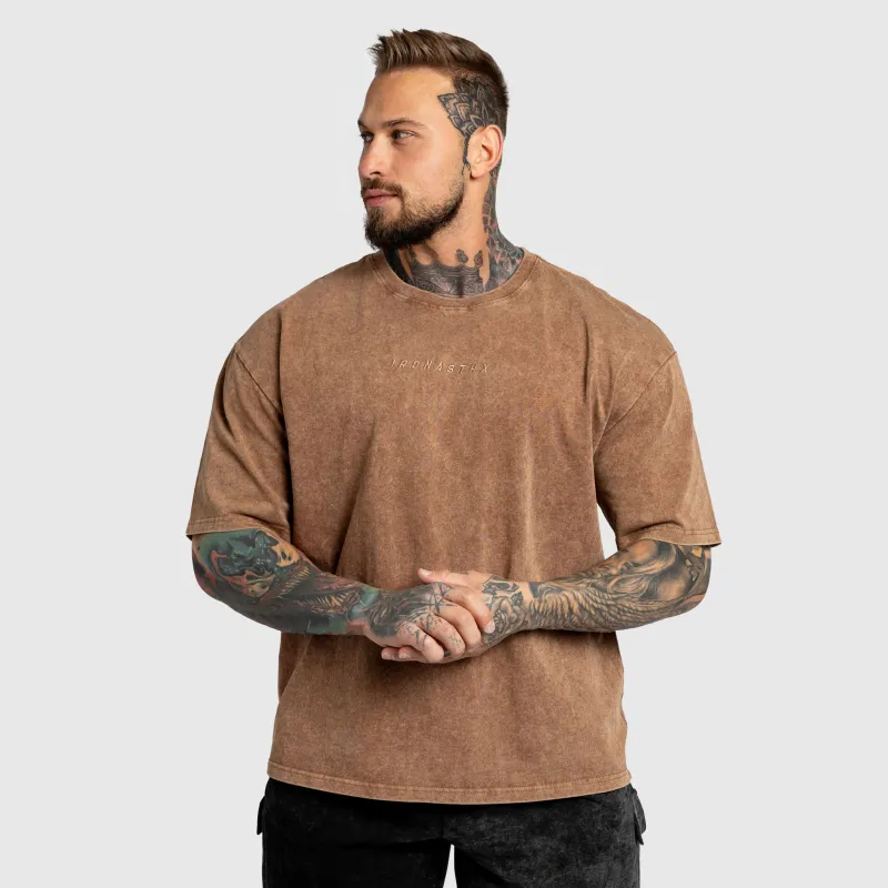 Tricou oversized Iron Aesthetics Heritage, washed brown-3