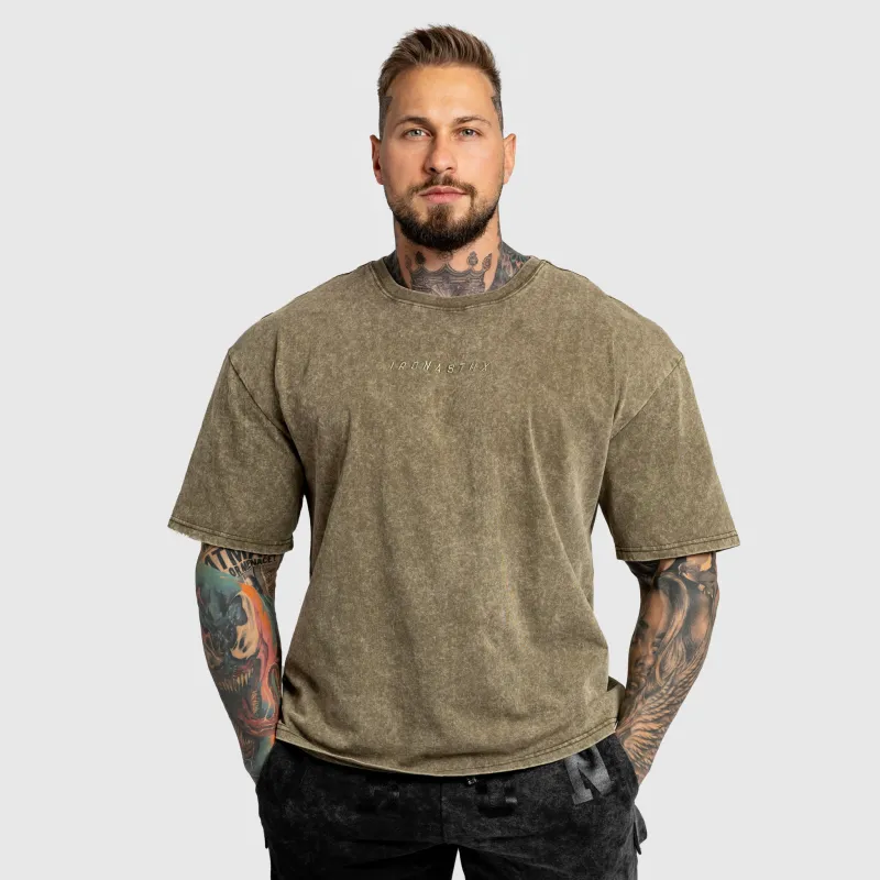 Tricou oversized Iron Aesthetics Heritage, washed green-5