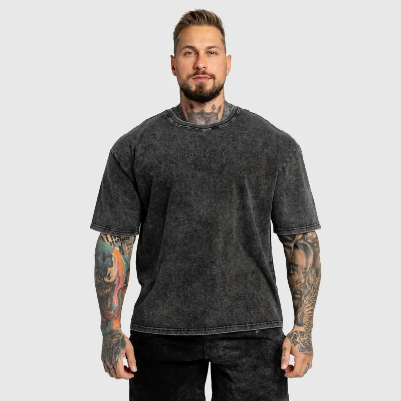 Tricou oversized Iron Aesthetics Heritage, washed black-1