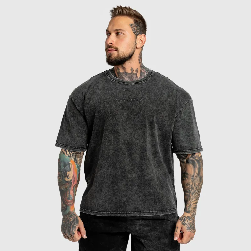 Tricou oversized Iron Aesthetics Heritage, washed black-5