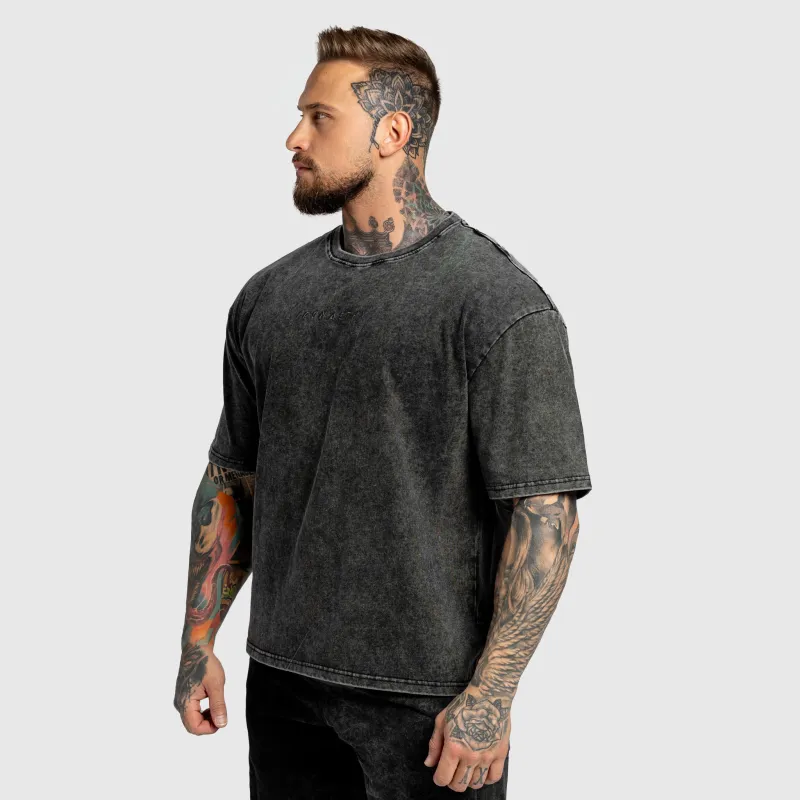 Tricou oversized Iron Aesthetics Heritage, washed black-6