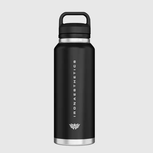 Sticlă oțel inoxidabil Iron Aesthetics TwinCap 800 ml, neagră