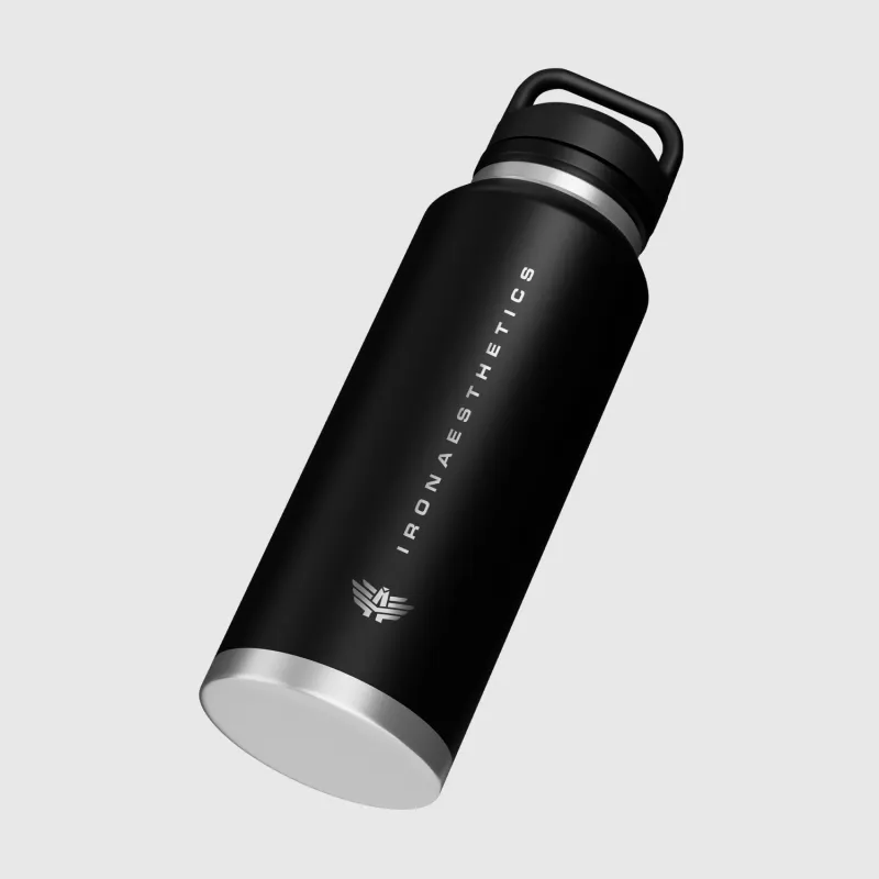 Sticlă oțel inoxidabil Iron Aesthetics TwinCap 800 ml, neagră-2
