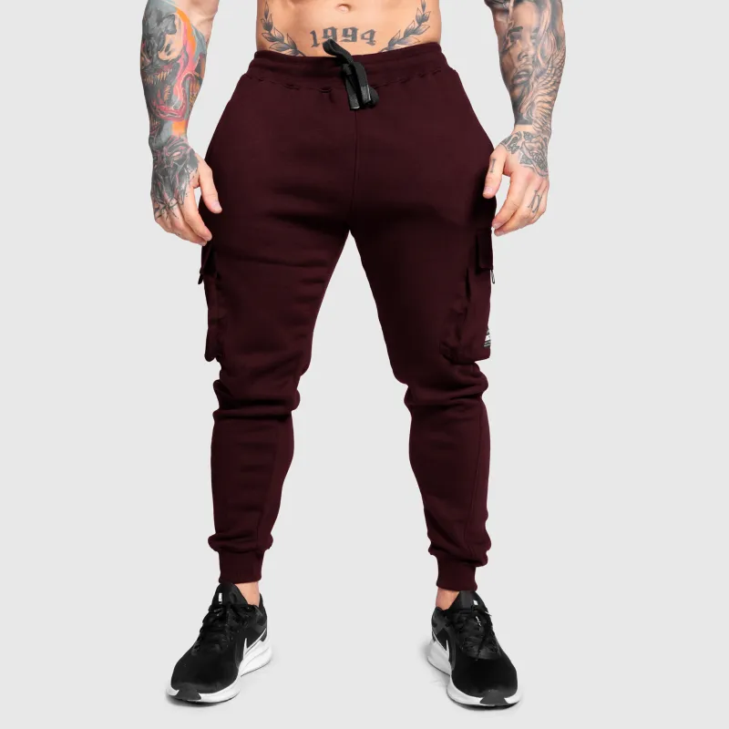 Pantaloni de trening bărbați Iron Aesthetics Cargo Joggers, vișinii-2