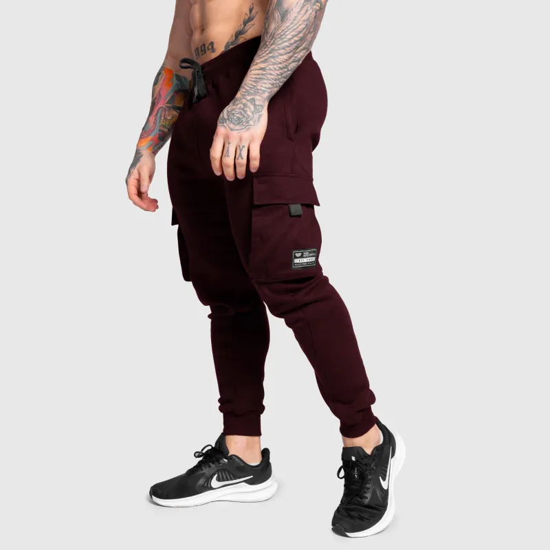 Pantaloni de trening bărbați Iron Aesthetics Cargo Joggers, vișinii-4