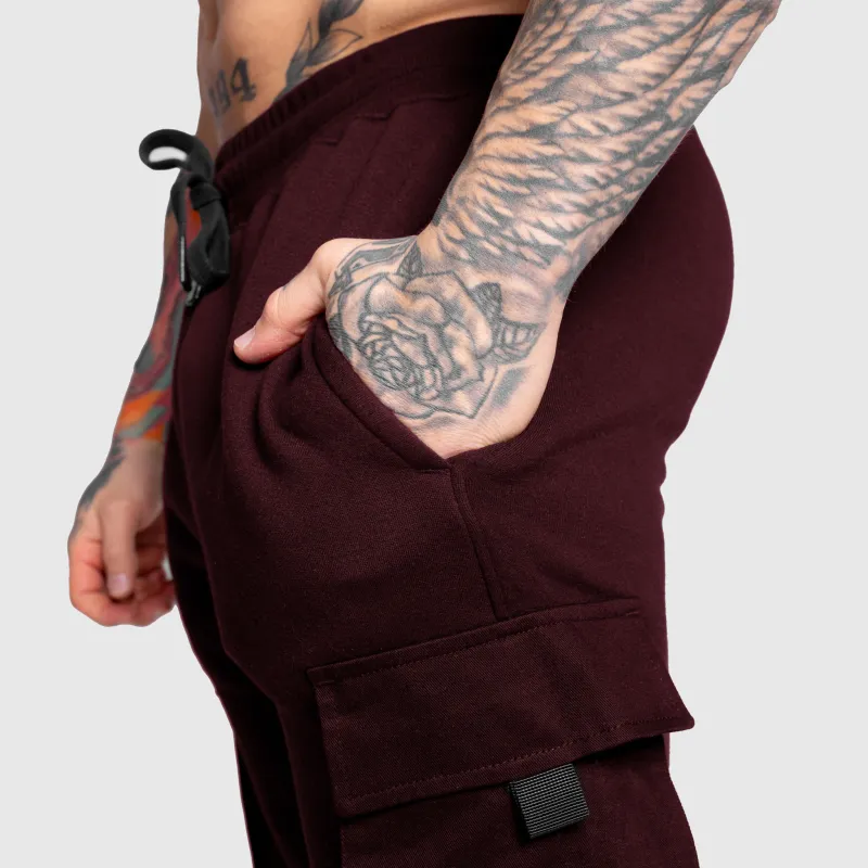 Pantaloni de trening bărbați Iron Aesthetics Cargo Joggers, vișinii-6