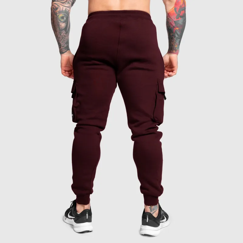 Pantaloni de trening bărbați Iron Aesthetics Cargo Joggers, vișinii-3