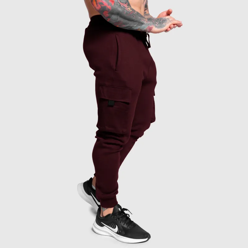 Pantaloni de trening bărbați Iron Aesthetics Cargo Joggers, vișinii-5