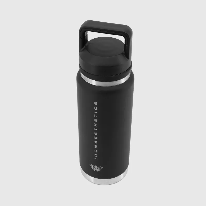 Sticlă oțel inoxidabil Iron Aesthetics TwinCap 800 ml, neagră-4