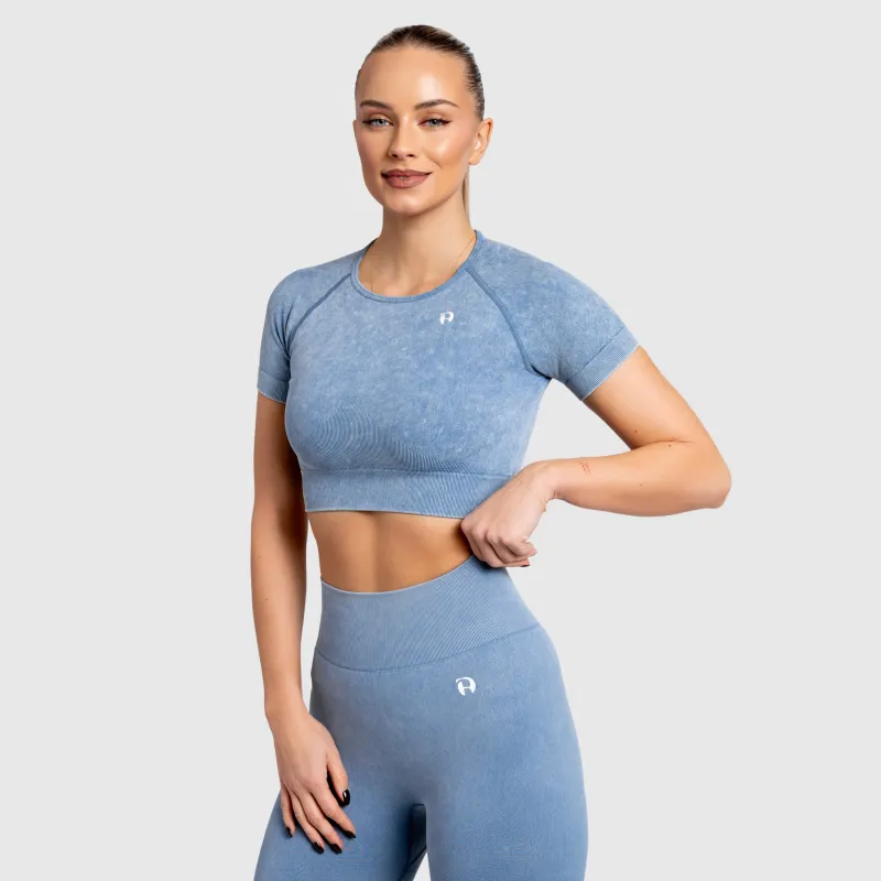 Crop top damă Iron Aesthetics Faded, washed blue-1
