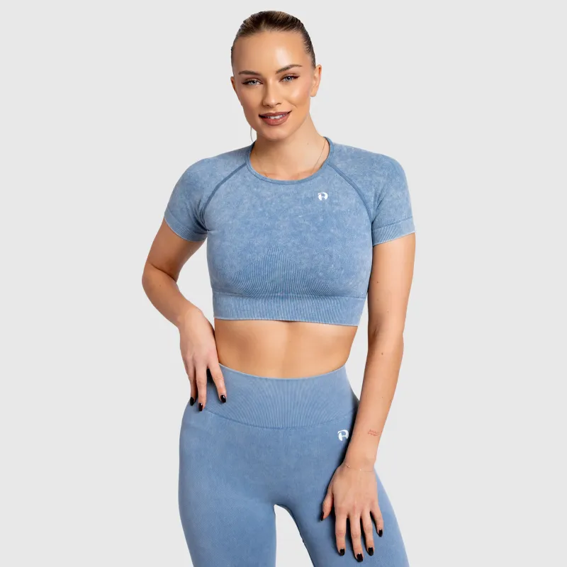 Crop top damă Iron Aesthetics Faded, washed blue-3
