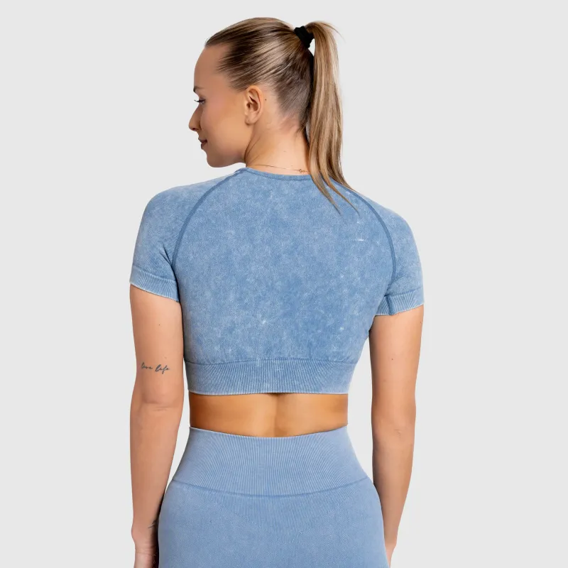 Crop top damă Iron Aesthetics Faded, washed blue-4