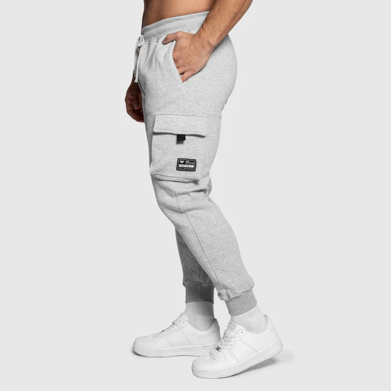 Pantaloni de trening bărbați Iron Aesthetics Cargo Joggers, gri-4