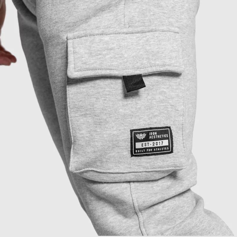 Pantaloni de trening bărbați Iron Aesthetics Cargo Joggers, gri-11