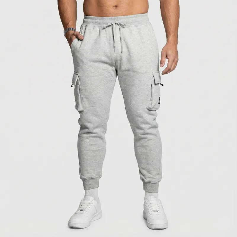 Pantaloni de trening bărbați Iron Aesthetics Cargo Joggers, gri-3