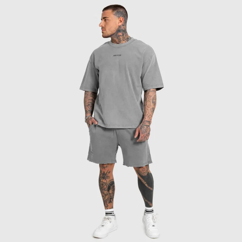 Tricou bărbați Iron Aesthetics X Washed, gri-8