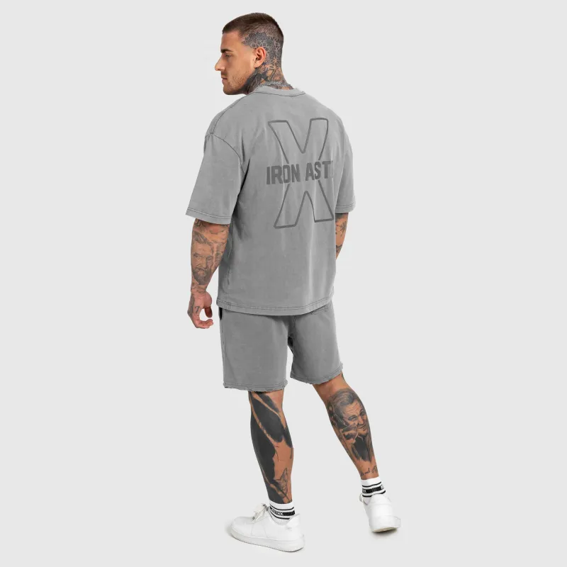 Tricou bărbați Iron Aesthetics X Washed, gri-9