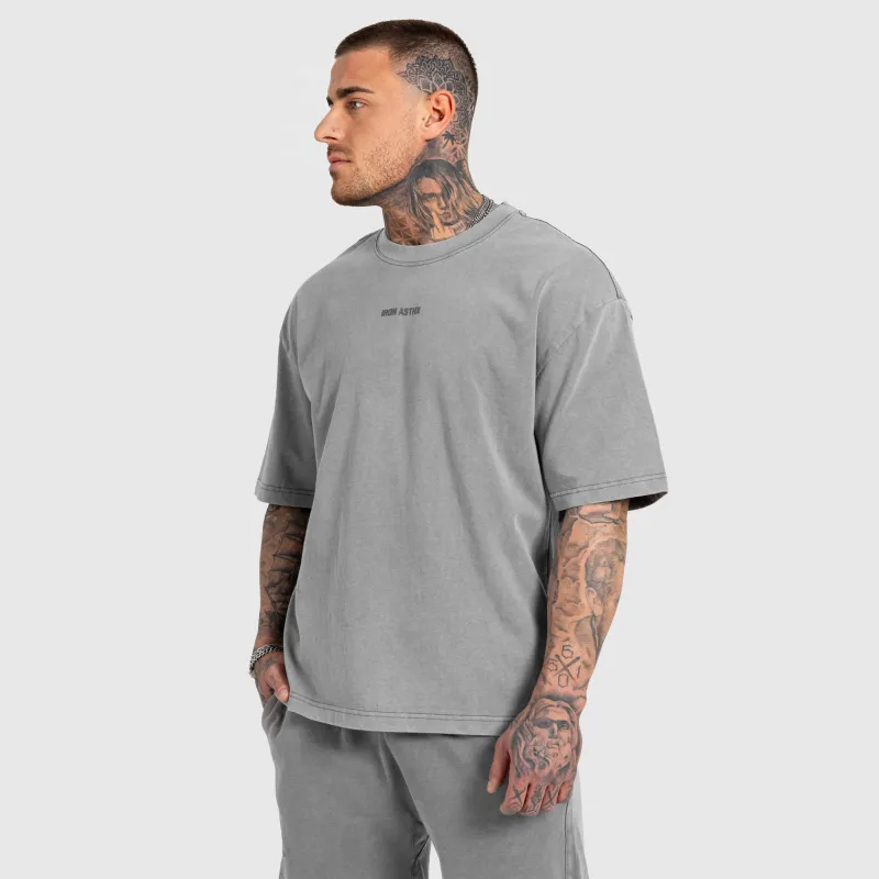 Tricou bărbați Iron Aesthetics X Washed, gri-4