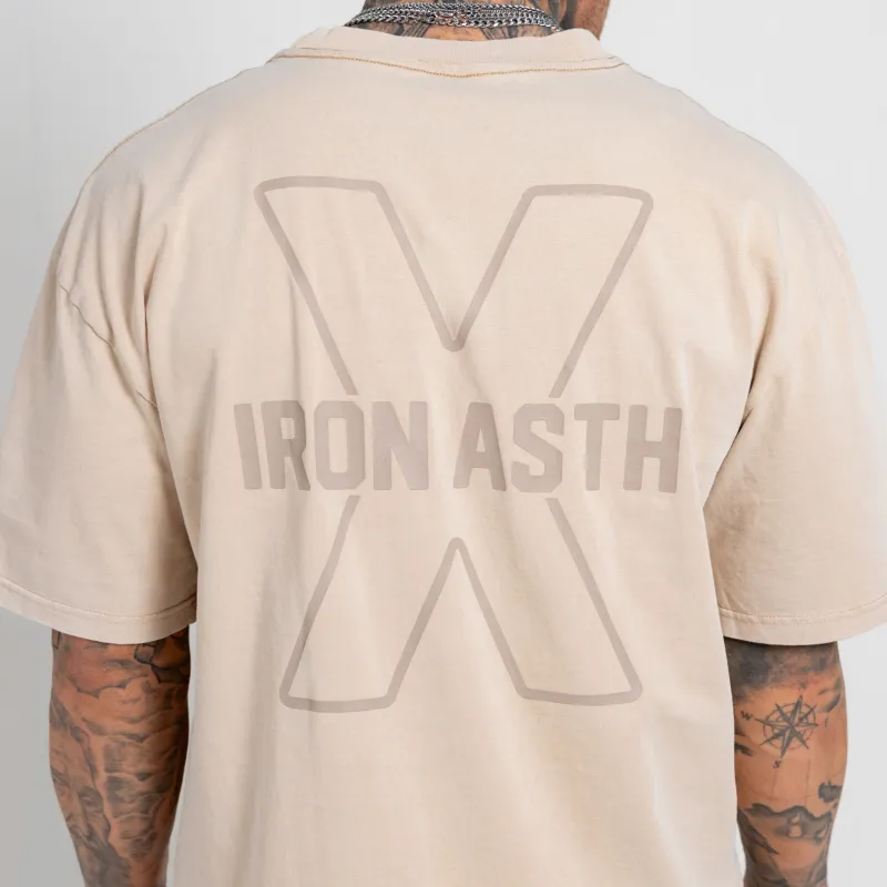 Tricou bărbați Iron Aesthetics X Washed, bej-7