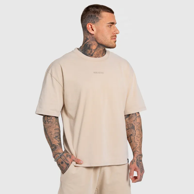 Tricou bărbați Iron Aesthetics X Washed, bej-4