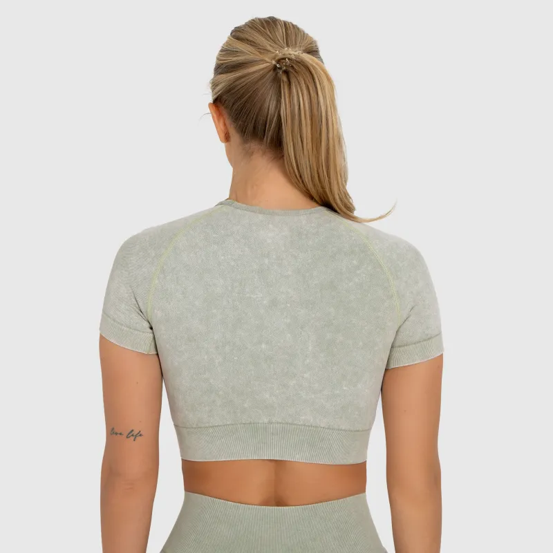Crop top pentru damă Iron Aesthetics Faded, washed green-5