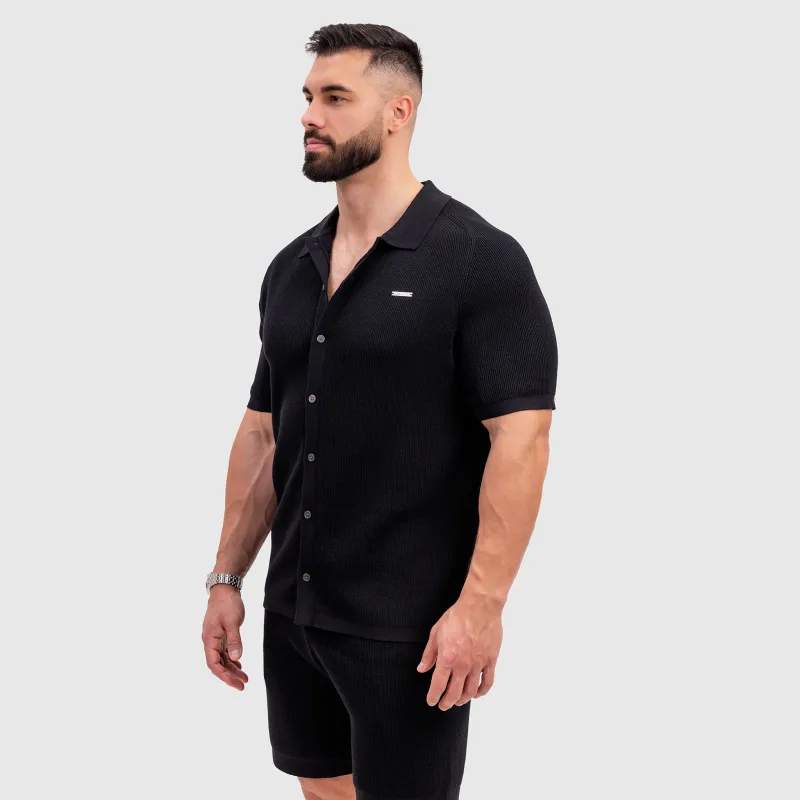 Cămașă din pâslă bărbați Iron Aesthetics Vibe, neagră-5