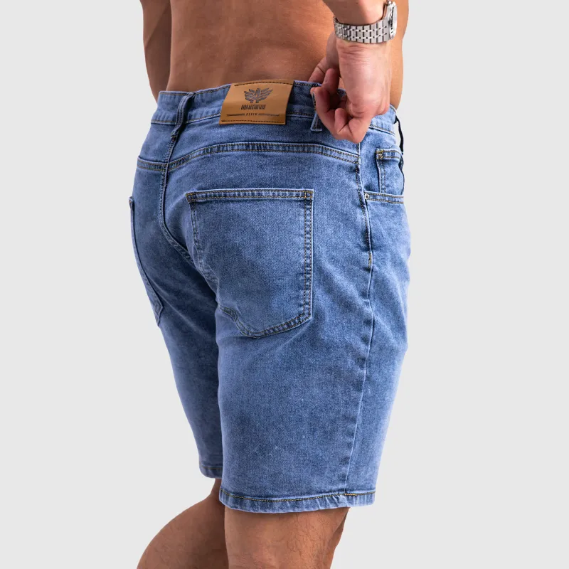 Pantaloni scurți din denim bărbați Iron Aesthetics Denim Stretch, albaștri-4