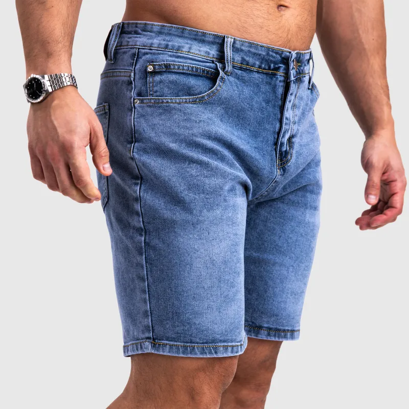Pantaloni scurți din denim bărbați Iron Aesthetics Denim Stretch, albaștri-3