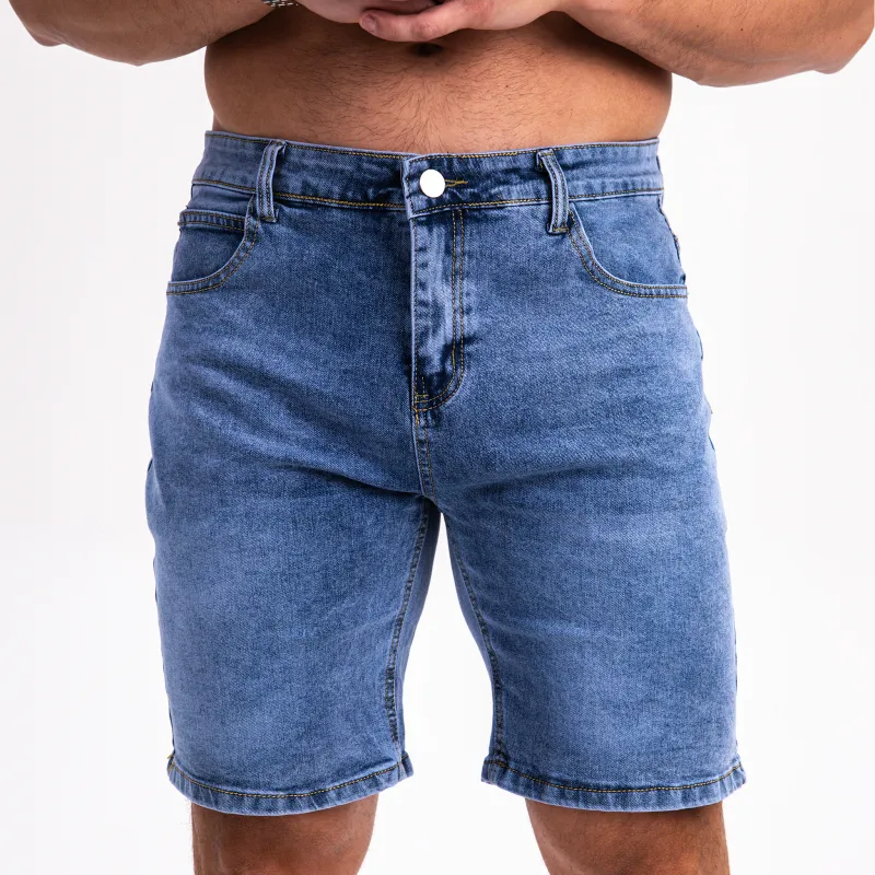 Pantaloni scurți din denim bărbați Iron Aesthetics Denim Stretch, albaștri-5