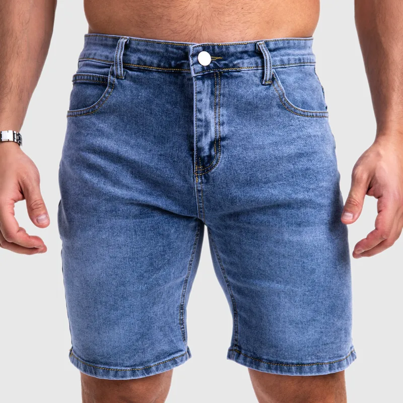 Pantaloni scurți din denim bărbați Iron Aesthetics Denim Stretch, albaștri-2