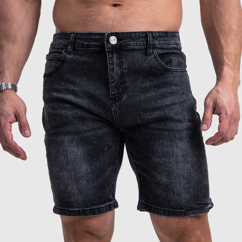 Pantaloni scurți din denim bărbați Iron Aesthetics Denim Stretch, negri-2