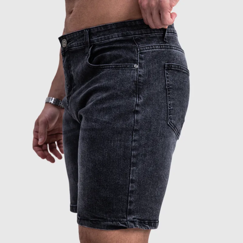 Pantaloni scurți din denim bărbați Iron Aesthetics Denim Stretch, negri-5