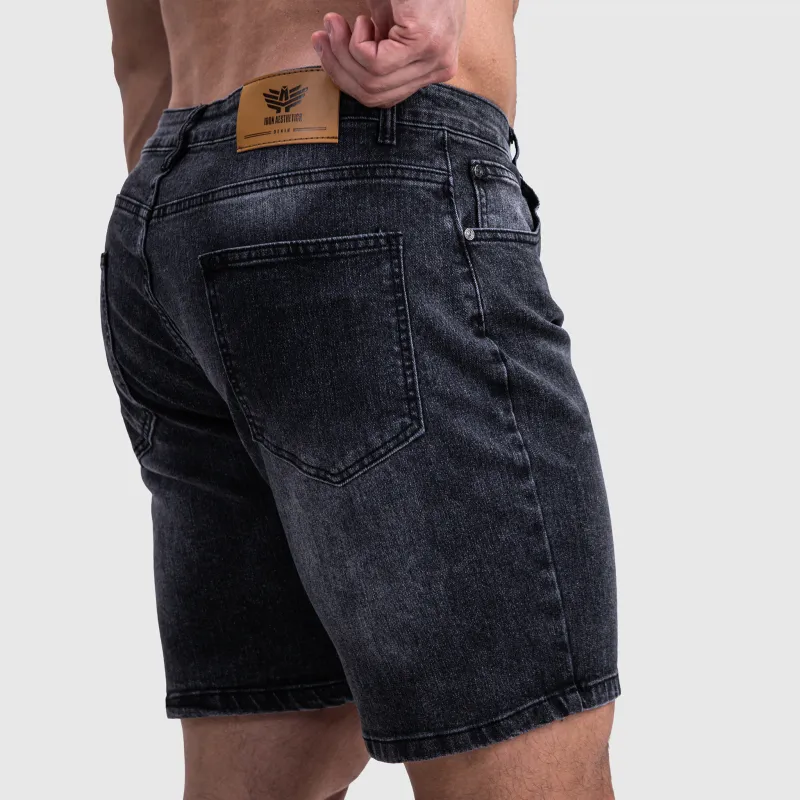 Pantaloni scurți din denim bărbați Iron Aesthetics Denim Stretch, negri-4